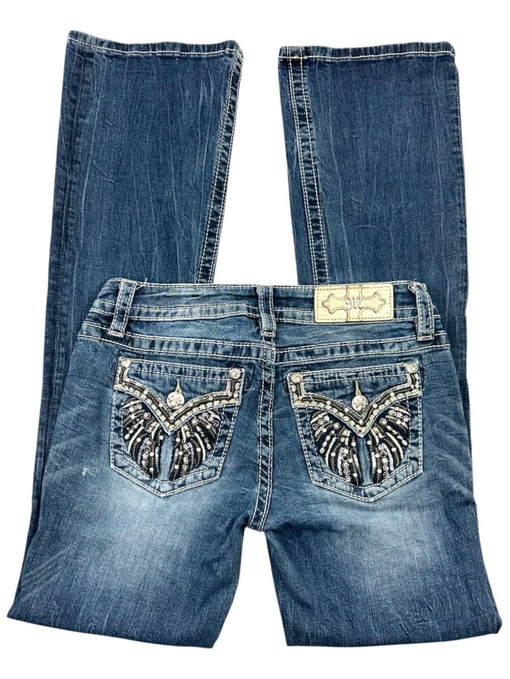 Vintage Miss Me Blingy Wing Embellished Bootcut Jeans
